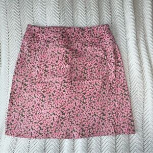 Women's Chaus Pink Floral Skirt Sz 12 Stretch with Side Zipper
